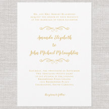 クラシックシンプルエレガントフォーマル金ゴールド結婚ホワイト