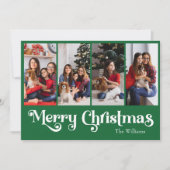 クラシックシンプルグリーンメリークリスマスセブン写真 シーズンカード (正面)