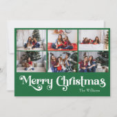 クラシックシンプルグリーンメリークリスマスナイン写真 シーズンカード (正面)
