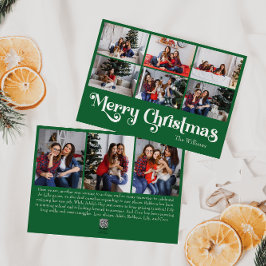クラシックシンプルグリーンメリークリスマスナイン写真 シーズンカード