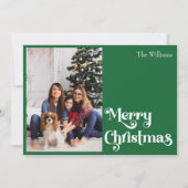 クラシックシンプルグリーンメリークリスマスワンフォト シーズンカード (正面)