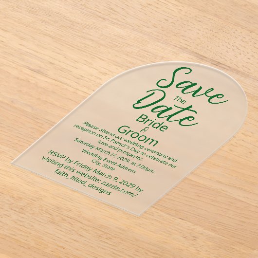 クラシックシンプルサンパトリックの日フロステッド結婚ズ アクリル招待状 (レイダウン)