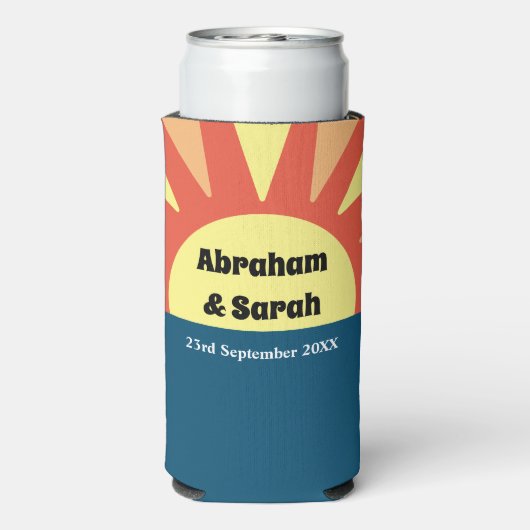クラシックシンプルサンライズリバーシブル結婚式の引き出物 スリム缶クーラー (Seltzer裏面)