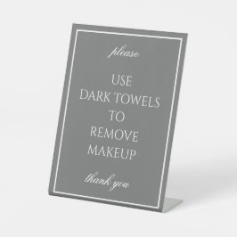クラシックシンプルダークグレー化粧タオルカウンターサイン 台座サイン