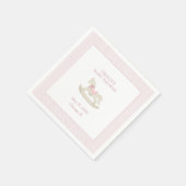 クラシックシンプルピンクロッキングホース女の子ベビーシャワー スタンダードカクテルナプキン (角)