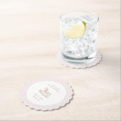 クラシックシンプルピンクロッキングホース女の子ベビーシャワー ペーパーコースター (インサイチュ)