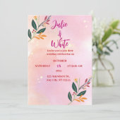 クラシックシンプルピンク結婚ス 招待状 (スタンド正面)