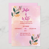 クラシックシンプルピンク結婚ス 招待状 (正面/裏面)