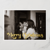 クラシックシンプルフルフォトメリークリスマス金ゴールド 箔シーズンカード (正面)