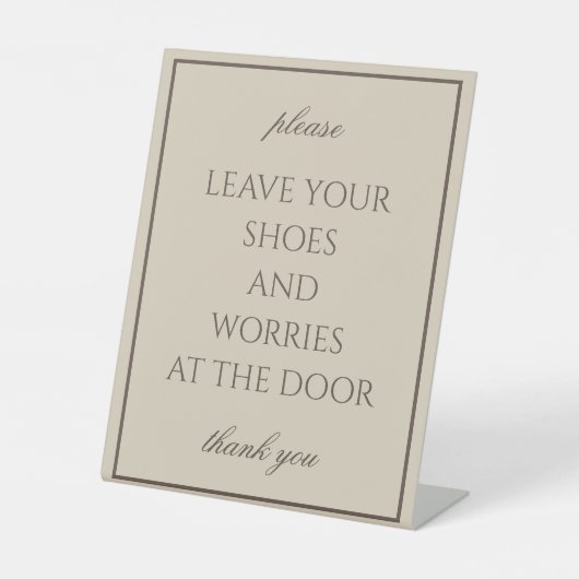 クラシックシンプルブラウンリムースシューズカウンター標識 台座サイン (正面)