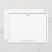 クラシックシンプルブラックモノグラムネームミニマリストシック ノートカード (正面/裏面)