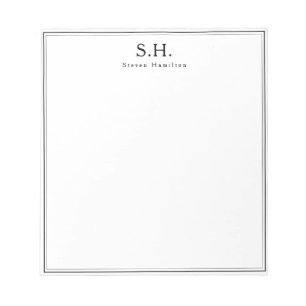 クラシックシンプルブラックモノグラムネームミニマリストシック ノートパッド