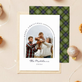 クラシックシンプルプレイドファミリーフォトアーチクリスマスクリスマス シーズンカード