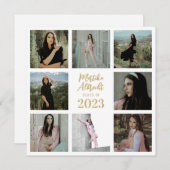 クラシックシンプルホワイト |写真の卒業 招待状 (正面/裏面)