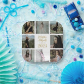 クラシックシンプルホワイト |卒業写真グリッド ペーパープレート (パーティー)