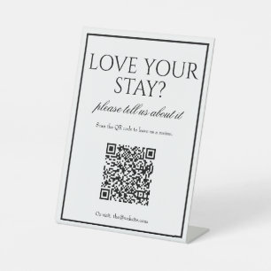 クラシックシンプルホワイトQRコードレビューテーブル記号 台座サイン