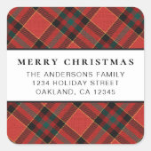 クラシックシンプルミニマリスト赤と緑のクリスマス スクエアシール (正面)