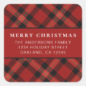 クラシックシンプルミニマリスト赤メリークリスマス スクエアシール (正面)