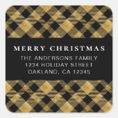 クラシックシンプルミニマル黒金ゴールドクリスマス スクエアシール (正面)