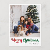 クラシックシンプルメリークリスマスの縦写真 シーズンポストカード (正面)