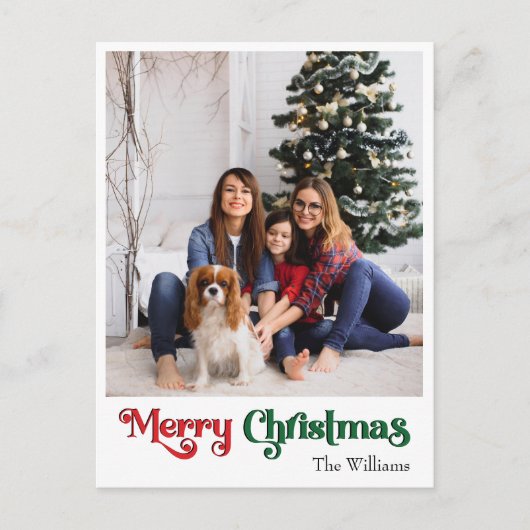 クラシックシンプルメリークリスマスの縦写真 シーズンポストカード (正面)