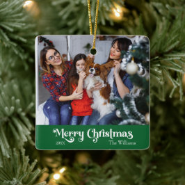 クラシックシンプルメリークリスマスグリーン セラミックオーナメント