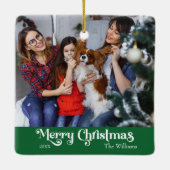 クラシックシンプルメリークリスマスグリーン セラミックオーナメント (裏面)