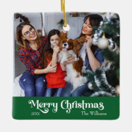 クラシックシンプルメリークリスマスグリーン セラミックオーナメント