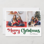 クラシックシンプルメリークリスマスツーフォト シーズンカード (正面)