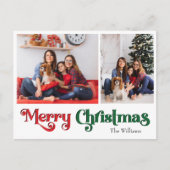 クラシックシンプルメリークリスマスツーフォト シーズンポストカード (正面)