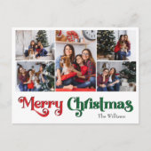 クラシックシンプルメリークリスマスファイブフォト シーズンポストカード (正面)