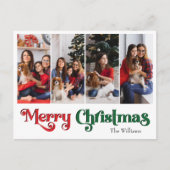 クラシックシンプルメリークリスマスフォーフォト シーズンポストカード (正面)
