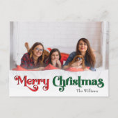 クラシックシンプルメリークリスマスフルフォト シーズンポストカード (正面)
