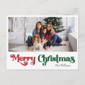 クラシックシンプルメリークリスマスラージワンフォト シーズンポストカード (正面)