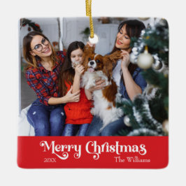 クラシックシンプルメリークリスマスレッド セラミックオーナメント