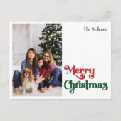 クラシックシンプルメリークリスマスワンフォト シーズンポストカード (正面)
