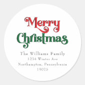クラシックシンプルメリークリスマス封筒用シール ラウンドシール (正面)