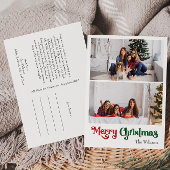 クラシックシンプルメリークリスマス縦2枚フォト シーズンポストカード