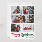 クラシックシンプルメリークリスマス縦5枚フォト シーズンカード (正面)