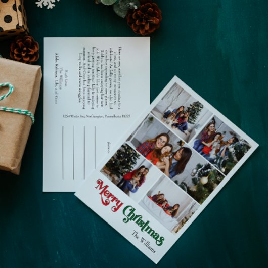 クラシックシンプルメリークリスマス縦5枚フォト シーズンポストカード