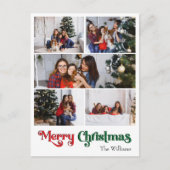 クラシックシンプルメリークリスマス縦5枚フォト シーズンポストカード (正面)