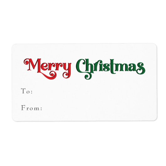 クラシックシンプルメリークリスマス長方形ギフト ラベル (正面)