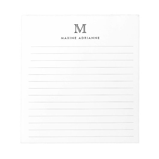 クラシックシンプルモダンベーシック黒モノグラムライン ノートパッド (正面)