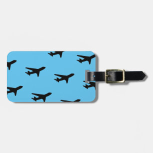 クラシックシンプルモダン飛行機ブラック&ブルー ラゲッジタグ