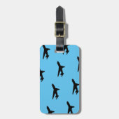 クラシックシンプルモダン飛行機ブラック&ブルー ラゲッジタグ (正面縦)