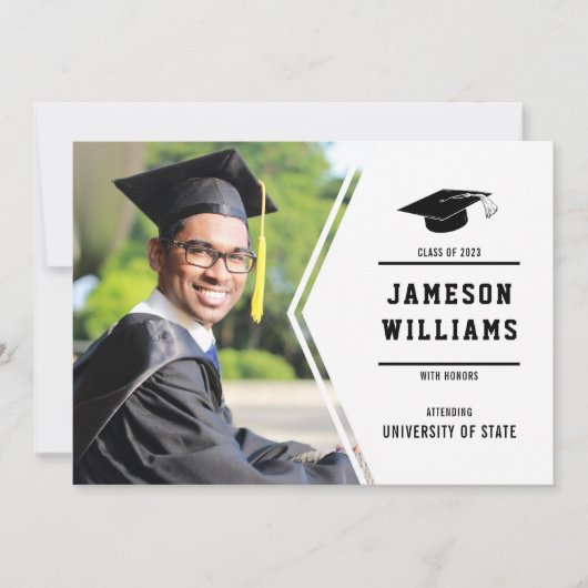 クラシックシンプル写真の卒業発表 案内状 (正面)