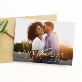 クラシックシンプル写真1枚を保存 箔招待状