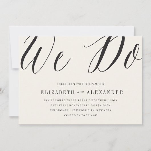 クラシックシンプル台本は私たちモダンは結婚式の招待 招待状 (正面)