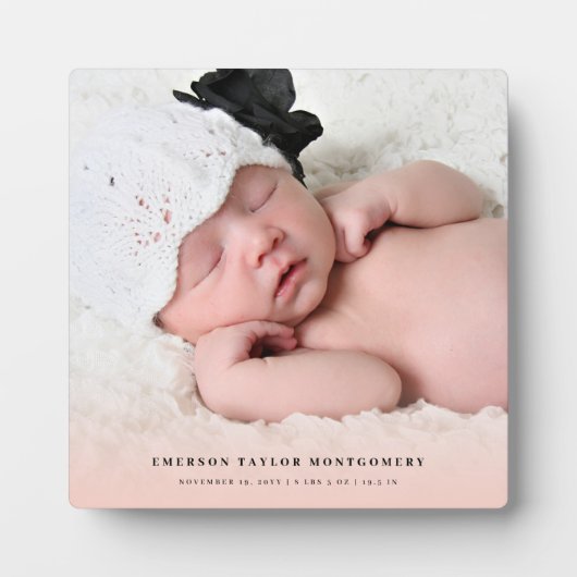 クラシックシンプル新生児ピンクグラデーションGirl Photo フォトプラーク (正面)