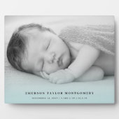 クラシックシンプル新生児青グラデーション写真イーゼル フォトプラーク (正面)